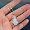 Jadeite Gourd Pendant, 925 Silver Rose Gold Setting, Burma Jade (No Chain) JPT00000006 - Image 9