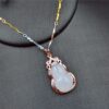 Jadeite Gourd Pendant, 925 Silver Rose Gold Setting, Burma Jade (No Chain) JPT00000006 - Image 6