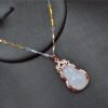 Jadeite Gourd Pendant, 925 Silver Rose Gold Setting, Burma Jade (No Chain) JPT00000006 - Image 8
