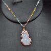 Jadeite Gourd Pendant, 925 Silver Rose Gold Setting, Burma Jade (No Chain) JPT00000006