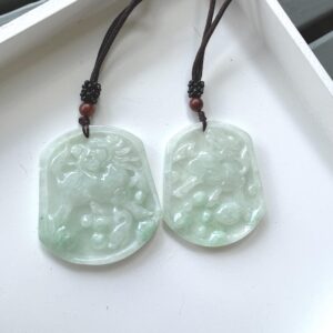 Natural Grade-A Jadeite Jade Dragon & Horse Pendant Set JPT00000013
