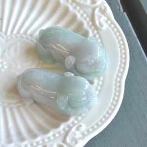 Natural Jadeite Pig Pendant Pair Hand Carved Grade A Jade JPT00000021