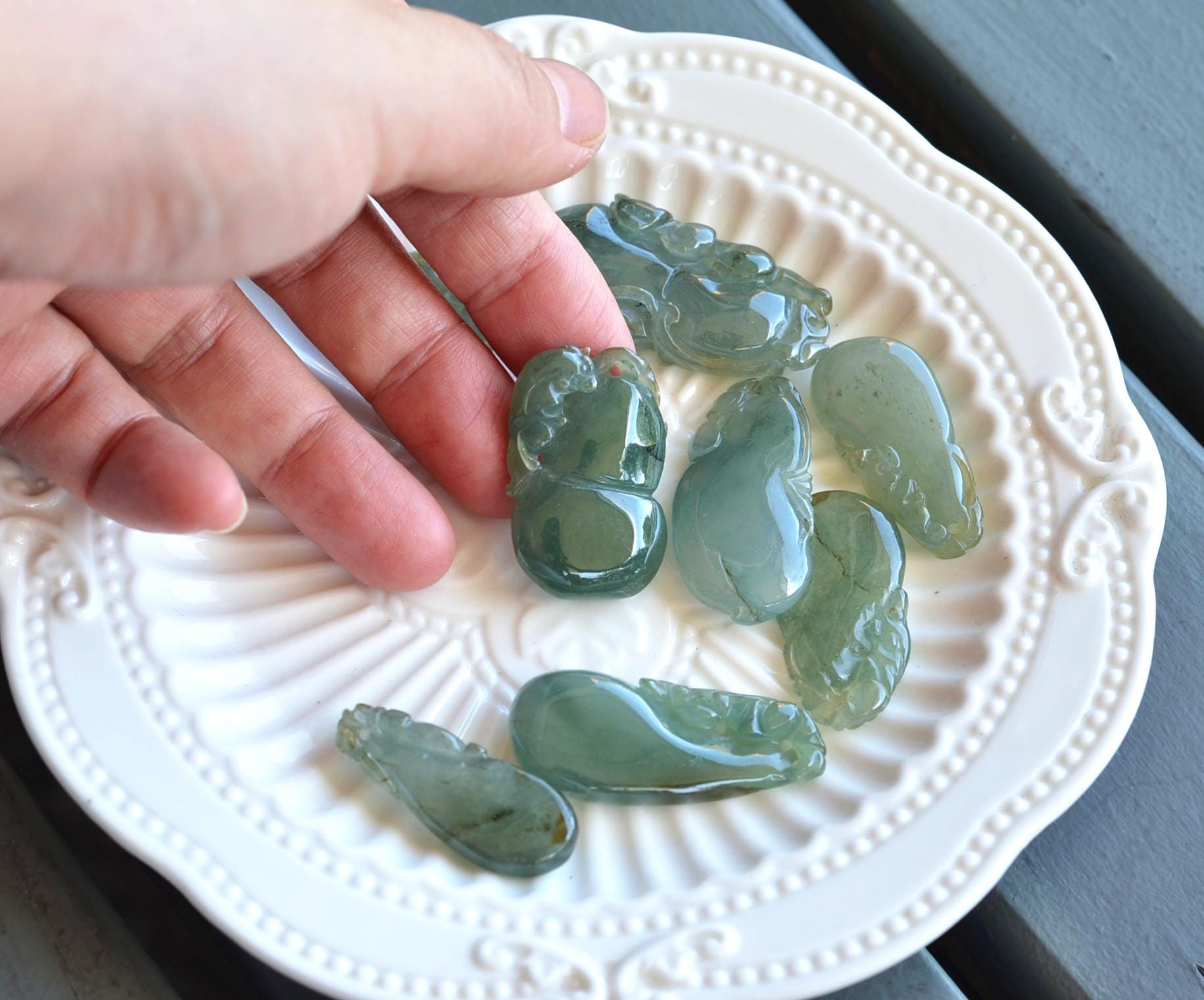 Natural Jadeite Carved Pendants Handmade Jewelry JPT00000031 - Image 7