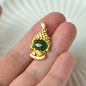 Natural Green Nephrite Jade Pendant  Silver Necklace JPT00000064