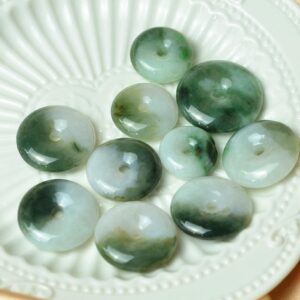 Jadeite Donut Pendant: Natural Green Lavender Colors (Handmade) JPT00000083