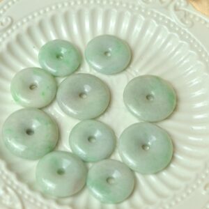 Jadeite Donut Pendant, Green Lavender Burma Jade (Hand-Carved, 20-26mm) JPT00000084