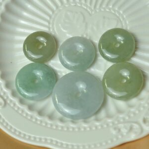 Hand Carved Pi Disc  Vintage Tone Jade donut| 19-31mm JPT00000090
