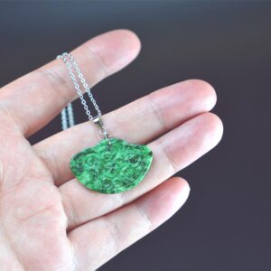 Green Jadeite Pendant Necklace, 925 Sterling Silver, Handmade JPT00000028