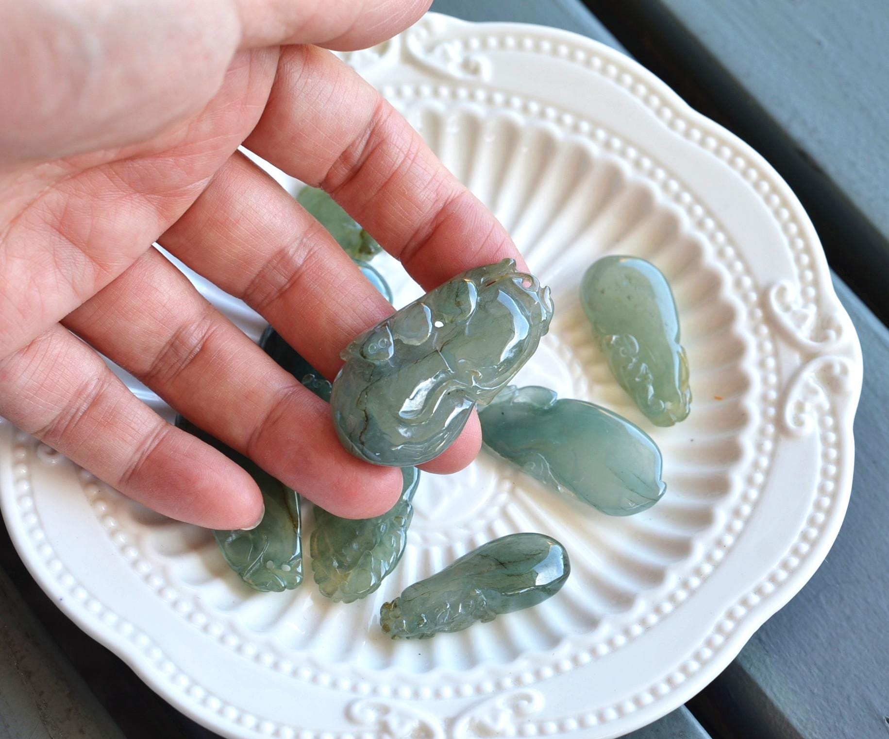 Natural Jadeite Carved Pendants Handmade Jewelry JPT00000031 - Image 3