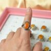 Natural amber ring with an open back, silver-plated vintage style - Image 2