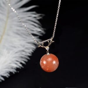 Sakura Agate Pendant Necklace, Sterling Silver Bail, Natural Madagascar Gemstone Ball AGAT0002