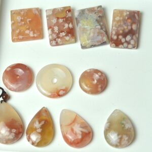 Cherry Blossom Agate Pendant: Pink Waterdrop Necklace (Natural Stone)AGAT0001