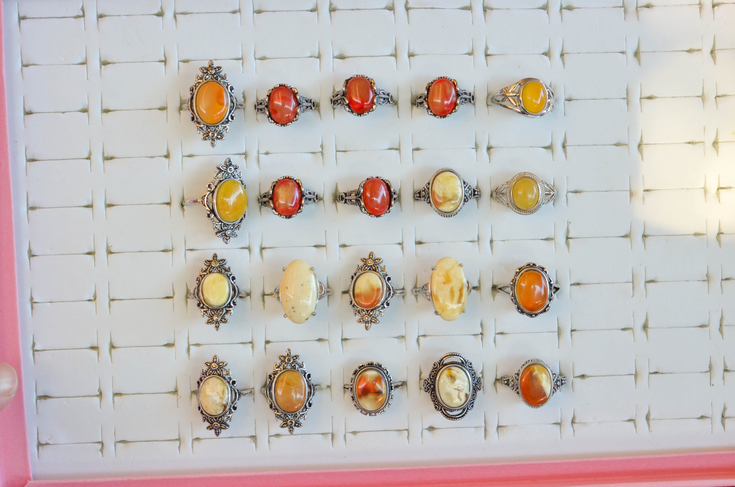 natural, polished Baltic amber ring