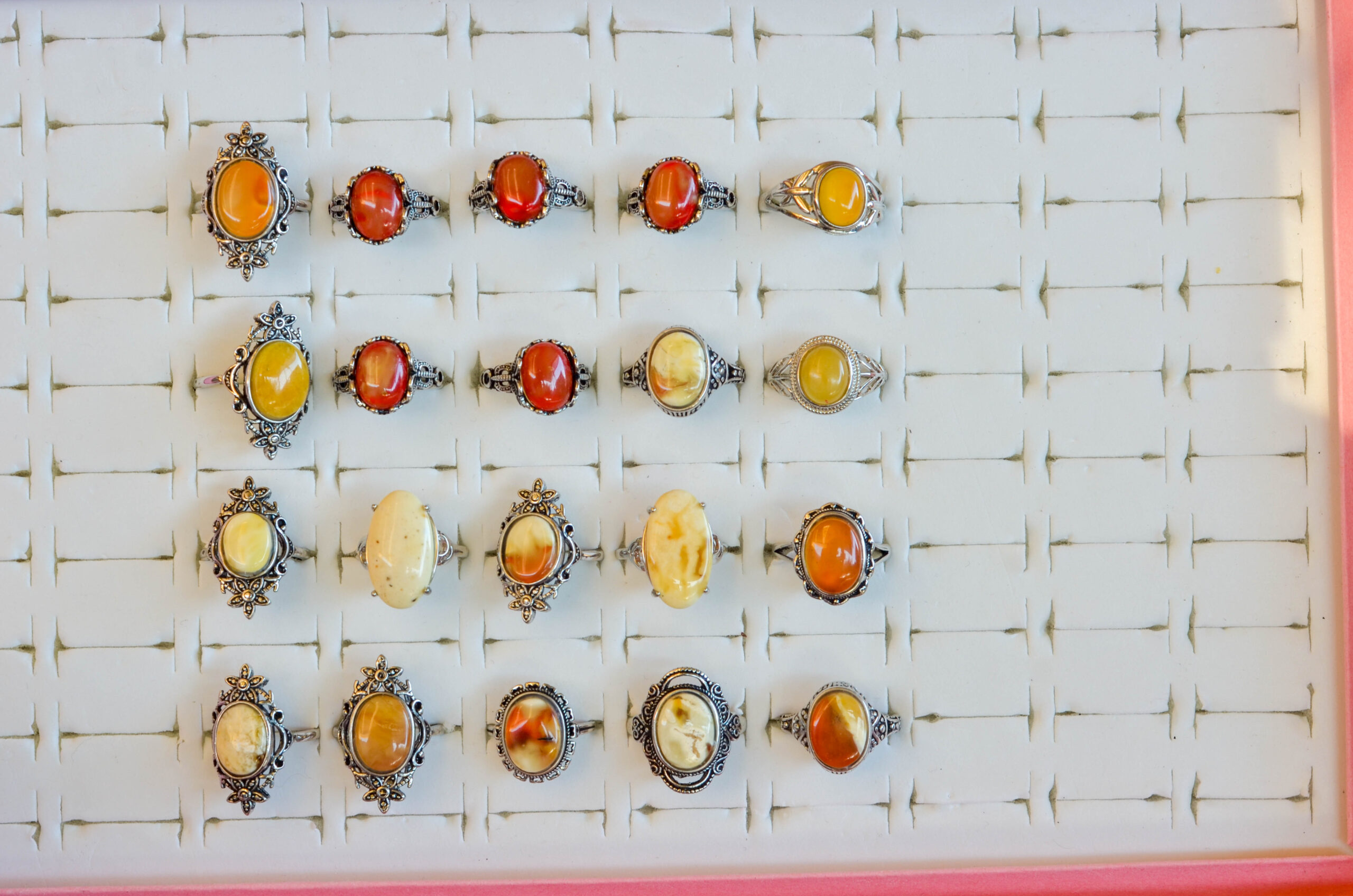 natural, polished Baltic amber ring other half