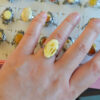 Natural amber ring with an open back, silver-plated vintage style - Image 5