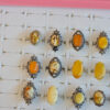 Natural amber ring with an open back, silver-plated vintage style