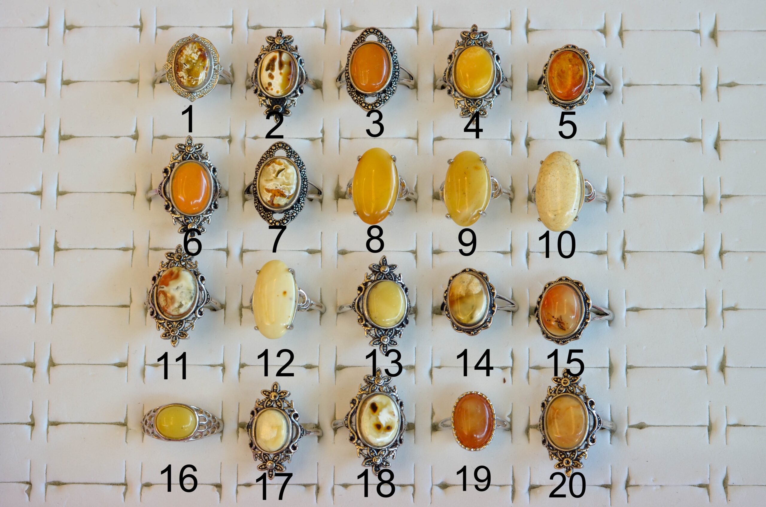 Natural amber ring with an open back ,in 20 numbers