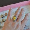 Natural amber ring with an open back, silver-plated vintage style - Image 7