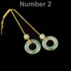 Natural Jade Threader Earrings | Green Jade Circle Drop Earrings | Elegant Minimalist Jewelry - Image 2