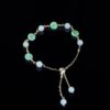 Jade stone drops 14K gold-filled jadeite bracelet chain handmade BRACELET0001