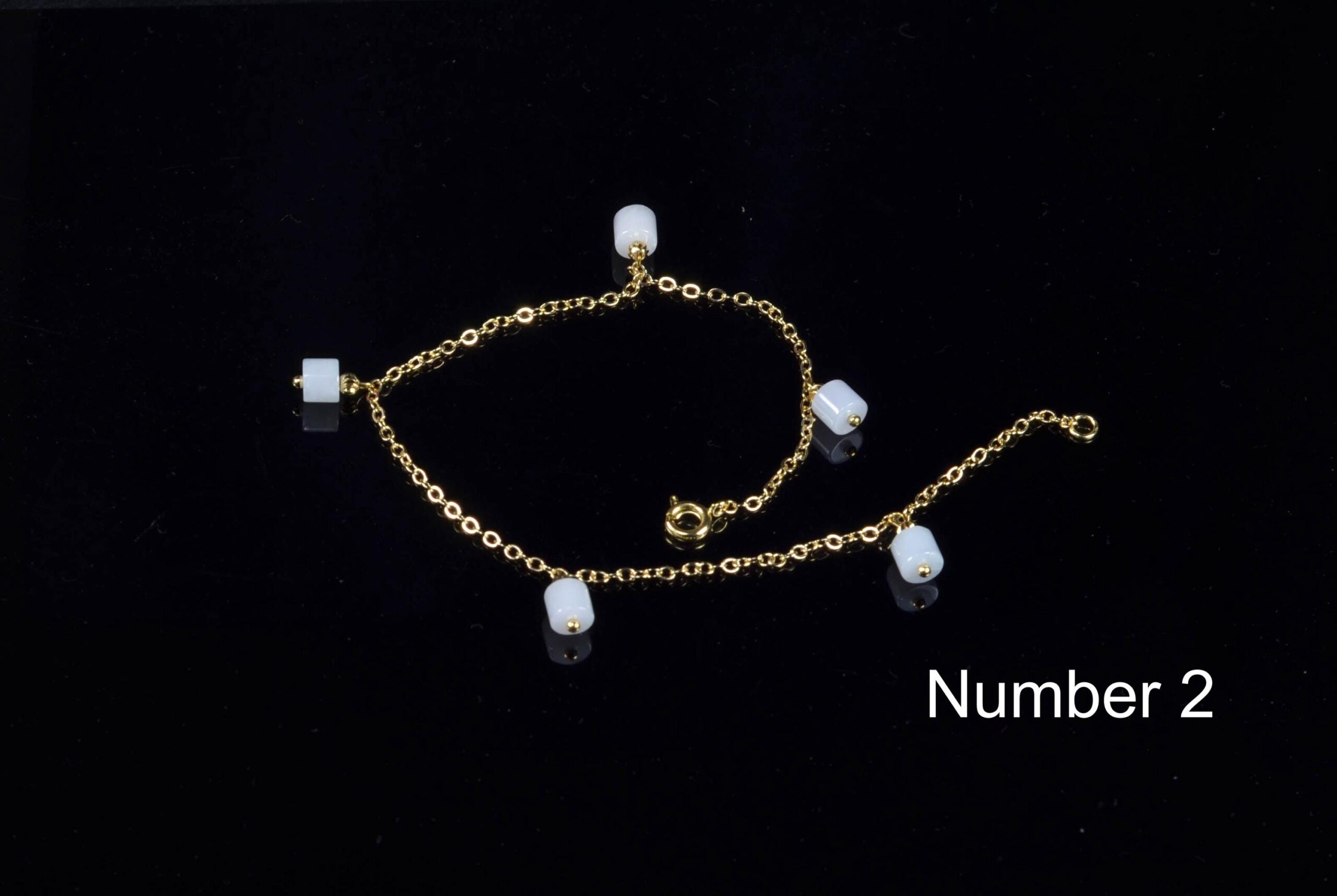 14K Gold Filled Anklet Bracelet with Natural Jade Charms, Adjustable 24cm, Gold Ankle Jewelry - Image 8