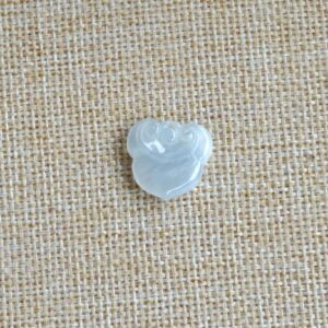 Hand-Carved Icy White Jade Ruyi Pendant, Natural Burmese Jadeite Charm JPT00106