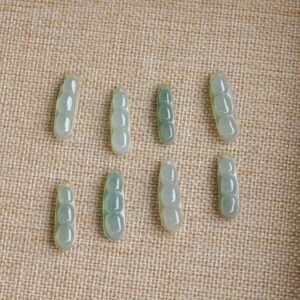 Natural Jadeite Jade Three-Bean Pod Pendants Success & Achievement Symbol Carved Charms JPT00110