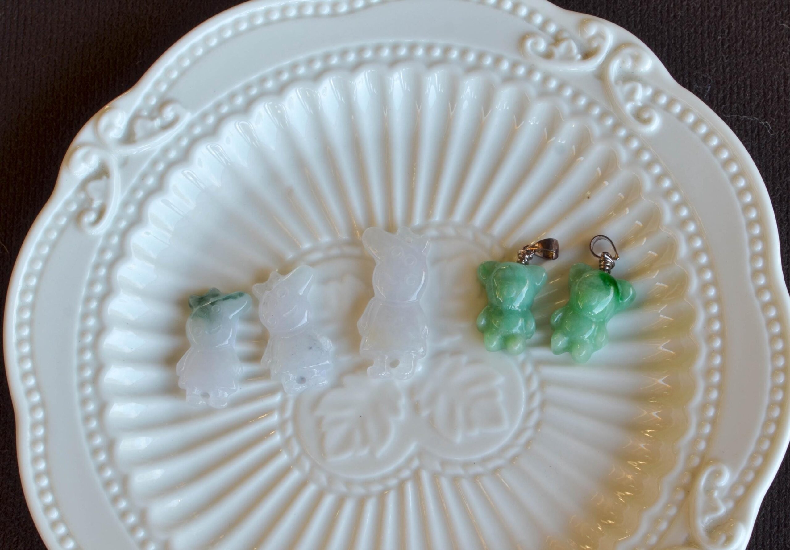 Cute Jade Animal Charms for Kids Little Pig & Teddy Bear Carvings JPT00113 - Image 5
