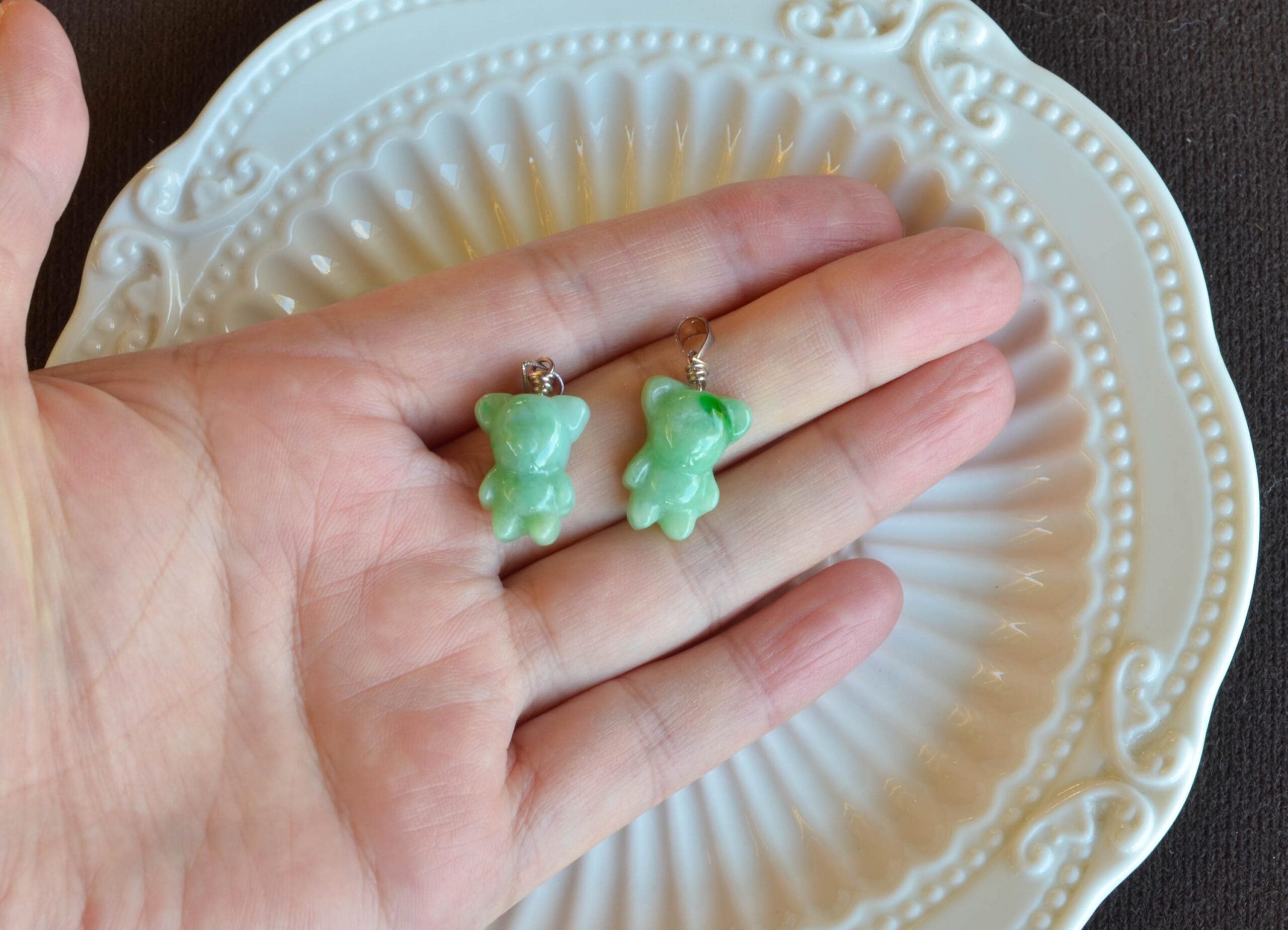 Cute Jade Animal Charms for Kids Little Pig & Teddy Bear Carvings JPT00113 - Image 4