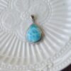 Natural Larimar Teardrop Pendant S925 Sterling Silver Sky Blue Gemstone Necklace - Image 4
