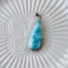 Natural Larimar Long Teardrop Pendant S925 Sterling Silver Ocean Blue Gemstone Necklace