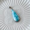 Natural Larimar Long Teardrop Pendant S925 Sterling Silver Ocean Blue Gemstone Necklace - Image 3