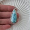 Natural Larimar Long Teardrop Pendant S925 Sterling Silver Ocean Blue Gemstone Necklace - Image 5