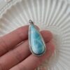 Natural Larimar Long Teardrop Pendant S925 Sterling Silver Ocean Blue Gemstone Necklace - Image 7