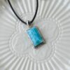 Natural Larimar Rectangle Pendant S925 Sterling Silver Ocean Blue Gemstone Necklace