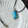Natural Larimar Rectangle Pendant S925 Sterling Silver Ocean Blue Gemstone Necklace - Image 6