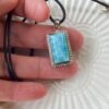 Natural Larimar Rectangle Pendant S925 Sterling Silver Ocean Blue Gemstone Necklace - Image 4