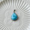 Natural Larimar Teardrop Pendant S925 Sterling Silver Deep Ocean Blue Necklace - Image 3
