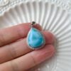 Natural Larimar Teardrop Pendant S925 Sterling Silver Deep Ocean Blue Necklace - Image 6