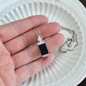Natural Black jade silver 925 perfume bottle JPT00115