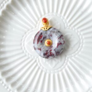 Artisan Cinnabar Quartz Pendant with Southern Red Agate  One of a Kind CINNABAR004