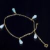 14K Gold Filled Anklet Bracelet with Natural Jade Charms, Adjustable 24cm, Gold Ankle Jewelry - Image 2