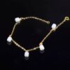 14K Gold Filled Anklet Bracelet with Natural Jade Charms, Adjustable 24cm, Gold Ankle Jewelry - Image 3