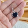Black Jade Heart Pendant Necklace in 925 Sterling Silver JPT00117