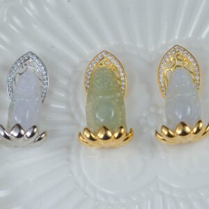 Icy jade pendant with silver 925 Stand Buddha necklace JPT00112