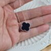 Natural Black Jade Clover Pendant Necklace in 925 Sterling Silver JPT00118 - Image 7
