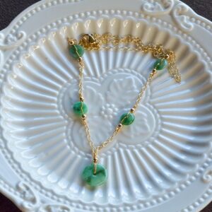 Natural jadeite guard calabash 14k gold-filled necklace