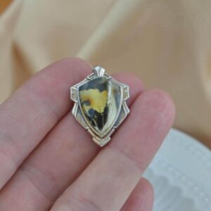 Natural Scenic Amber Talisman Pendant Genuine Landscape Amber in Solid 925 Sterling Silver