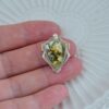 Natural Landscape Amber Shield Pendant Genuine Untreated Amber in Solid 925 Sterling Silver
