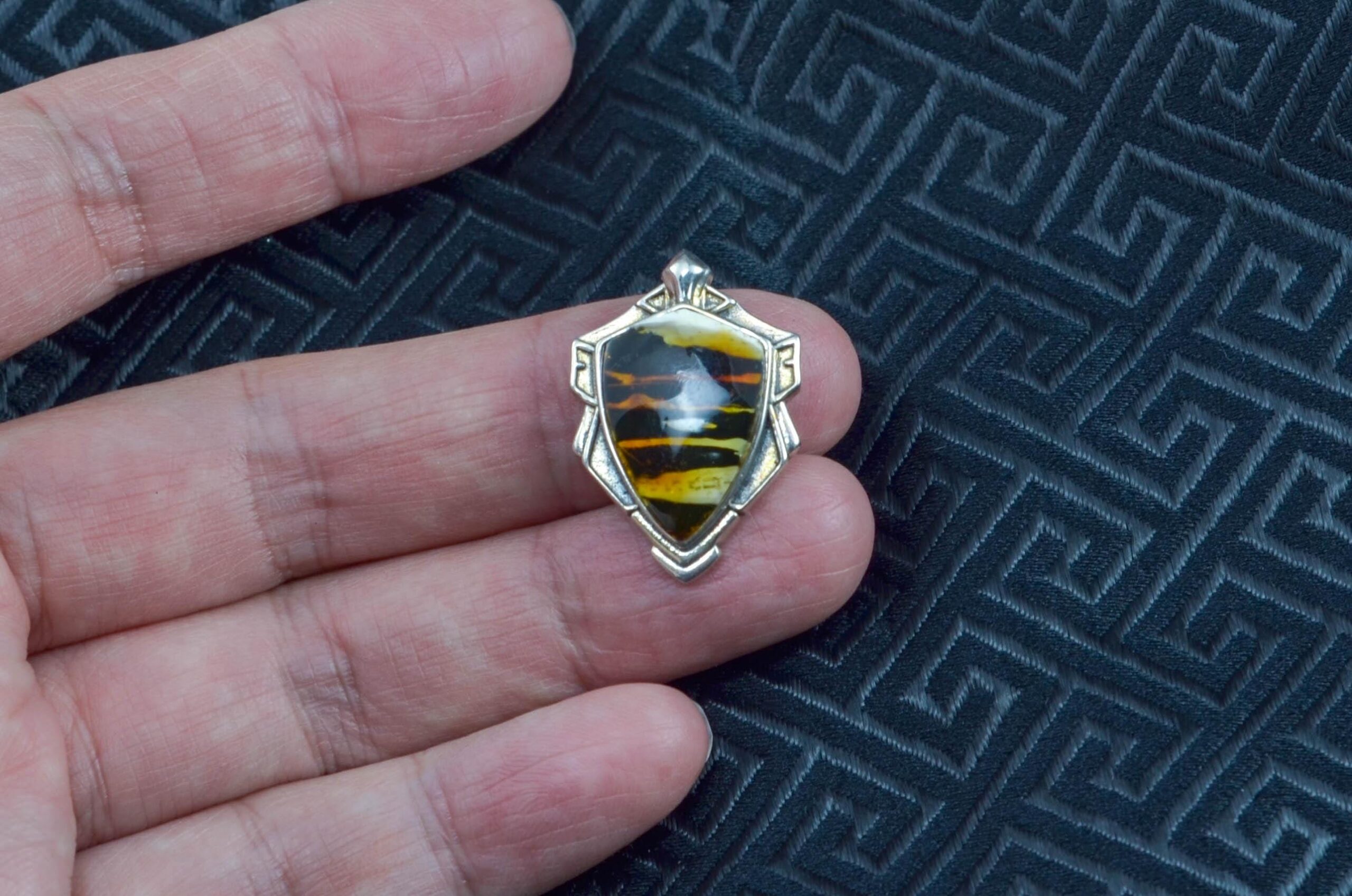 Natural Amber Protection Pendant in Sterling Silver - Image 6